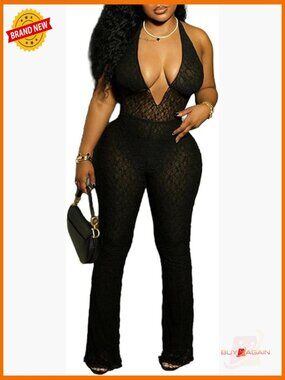 Sexy Mesh Jumpsuit Bodycon See Through Romper Lace One Piece Outfit